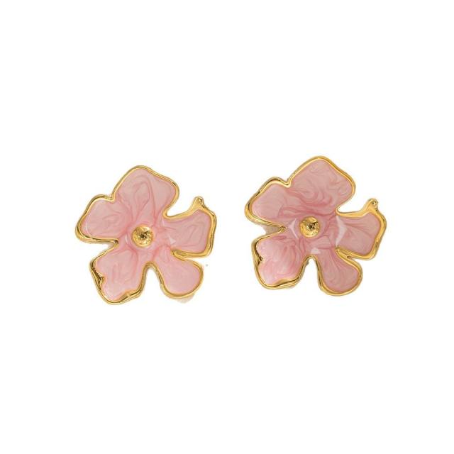 Sweet enamel butterfly star flower heart stainless steel earrings