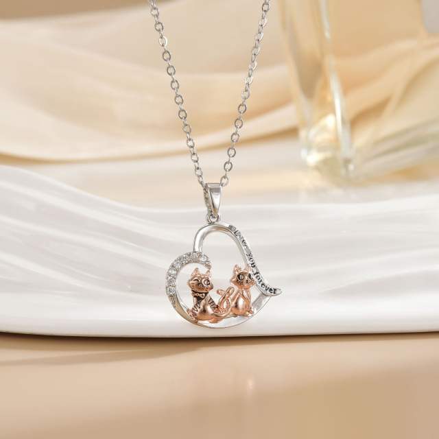 Mother's day heart-shaped animal design stainless steel chain necklace