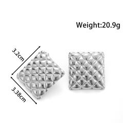 Geometric square petal flower stainless steel earrings collection