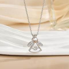Korean Style Smart rotatable diamond flower crown pendant Necklace stainless steel chain necklace