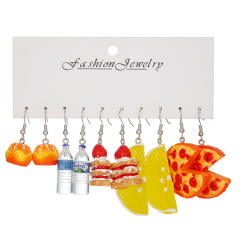 Hot Selling Resin Acrylic Earrings Combination Summer Fun Fruit Small Animal 5 Pair Earrings
