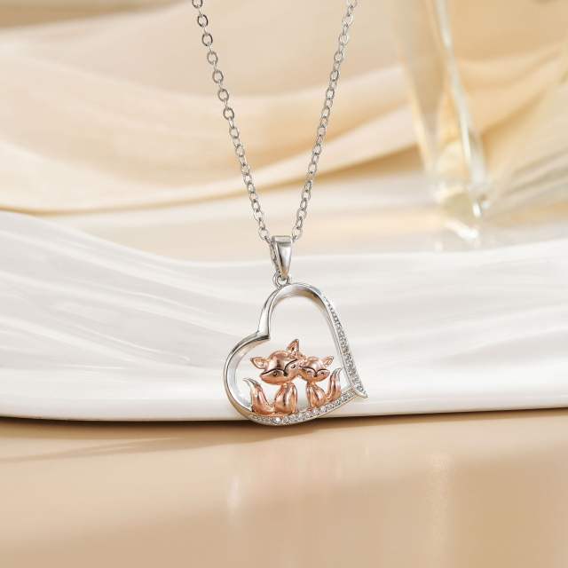 Mother's day heart-shaped animal design stainless steel chain necklace