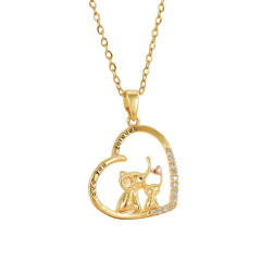 Mother's day heart-shaped animal design stainless steel chain necklace