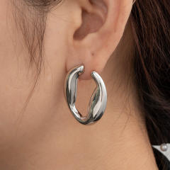 Titanium steel French oval butterfly S-shaped moon stainless steel earrings