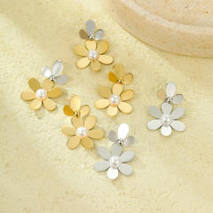 Sweet petal flower stainless steel earrings dangle earrings