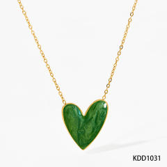 Easy match enamel heart stainless steel necklace earrings suit