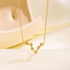 Dainty diamond zodiac symbol stainless steel necklace