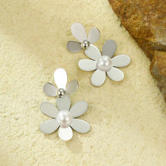 Sweet petal flower stainless steel earrings dangle earrings