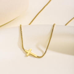 Popular side cross stainless steel necklace choker necklace