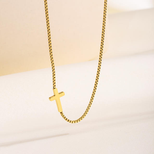 Popular side cross stainless steel necklace choker necklace