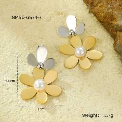 Sweet petal flower stainless steel earrings dangle earrings