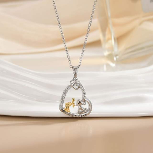 Mother's day heart-shaped animal design stainless steel chain necklace