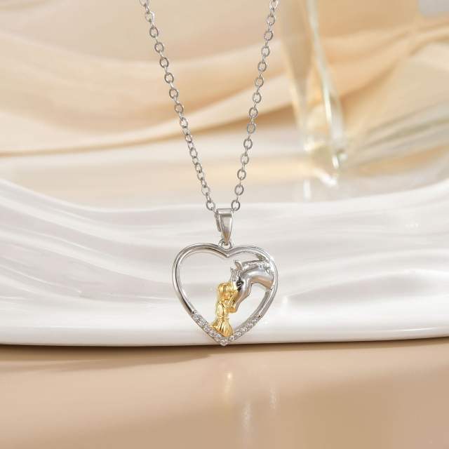 Heart-shaped Love Animal pendant stainless steel chain Necklace