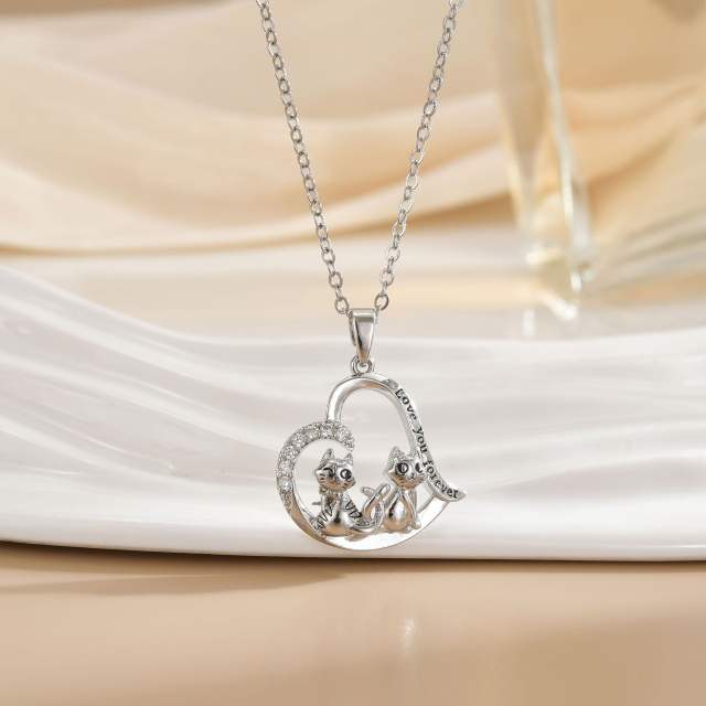 Mother's day heart-shaped animal design stainless steel chain necklace