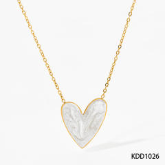 Easy match enamel heart stainless steel necklace earrings suit