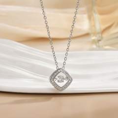 Korean Style Smart rotatable diamond flower crown pendant Necklace stainless steel chain necklace