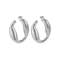Titanium steel French oval butterfly S-shaped moon stainless steel earrings