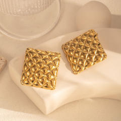 Geometric square petal flower stainless steel earrings collection