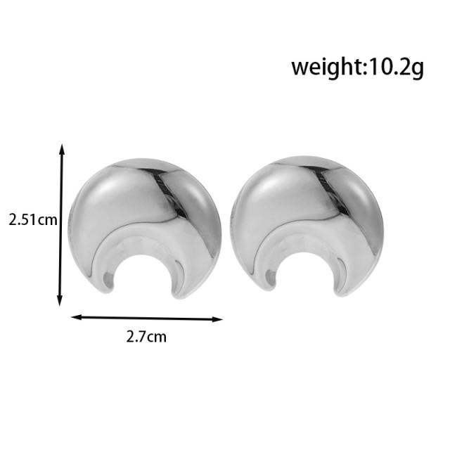 Titanium steel French oval butterfly S-shaped moon stainless steel earrings