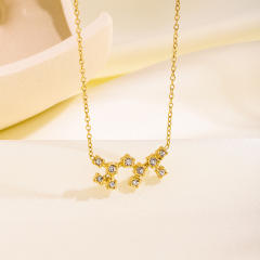 Dainty diamond zodiac symbol stainless steel necklace