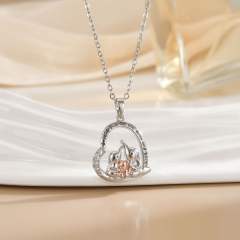 Heart-shaped Love Animal pendant stainless steel chain Necklace