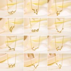 Dainty diamond zodiac symbol stainless steel necklace