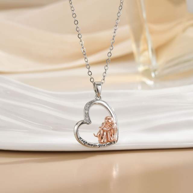 Mother's day heart-shaped animal design stainless steel chain necklace