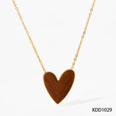Easy match enamel heart stainless steel necklace earrings suit