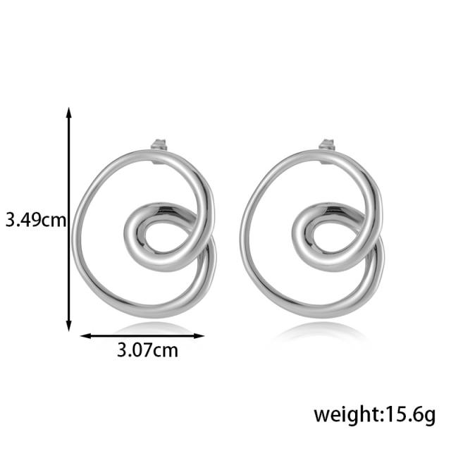 Silver color stainless steel geometric petal flower earrings collection  stainless steel earrings