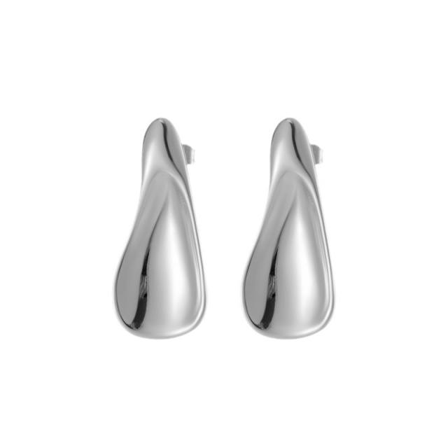 Silver color stainless steel geometric petal flower earrings collection  stainless steel earrings