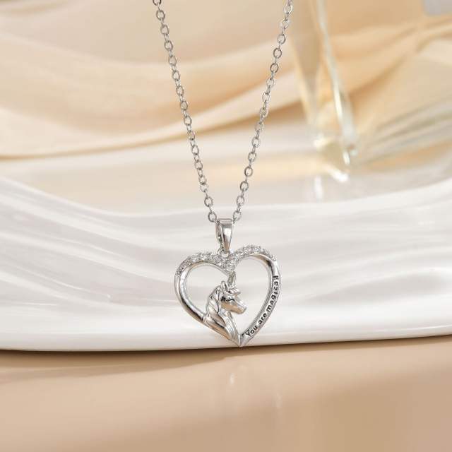 Mother's day heart-shaped animal design stainless steel chain necklace