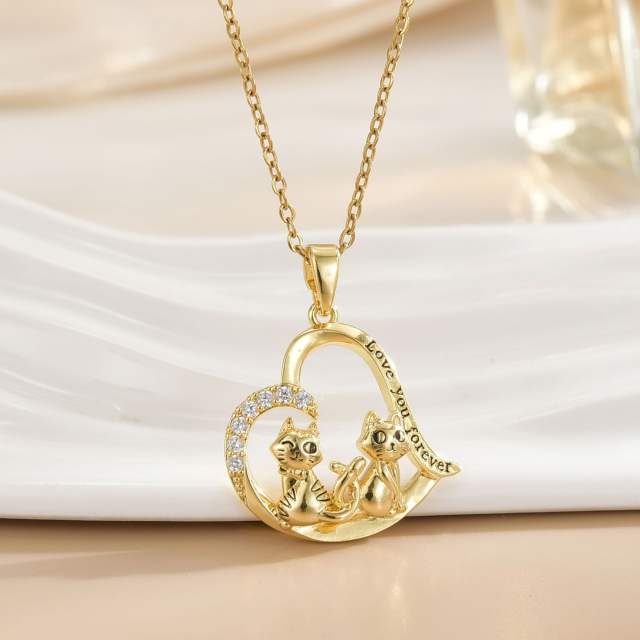 Mother's day heart-shaped animal design stainless steel chain necklace