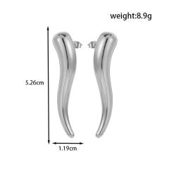 Titanium steel French oval butterfly S-shaped moon stainless steel earrings