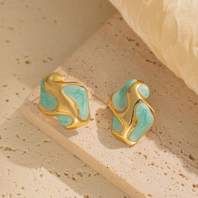 Sweet enamel butterfly star flower heart stainless steel earrings