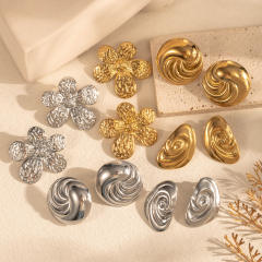Popular big size petal flower drop shape stainless steel earrings collection