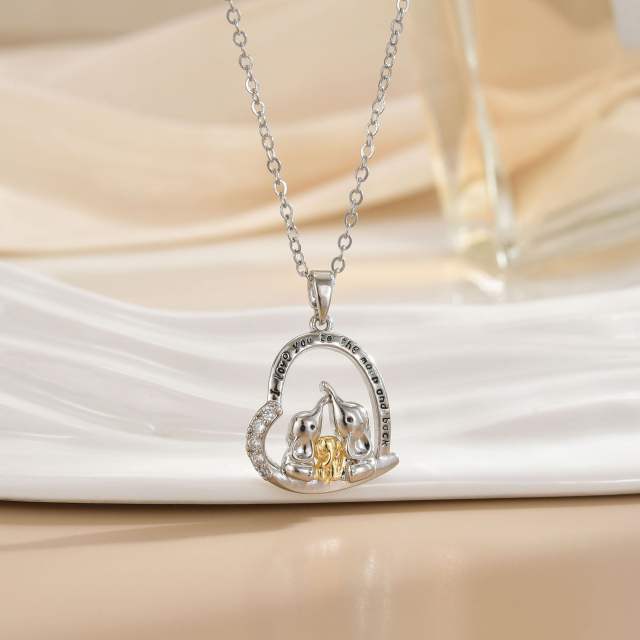 Heart-shaped Love Animal pendant stainless steel chain Necklace