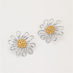 Sweet daisy flower hollow out stainless steel earrings