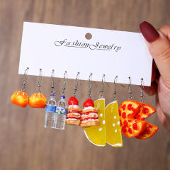 Hot Selling Resin Acrylic Earrings Combination Summer Fun Fruit Small Animal 5 Pair Earrings