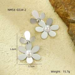 Sweet petal flower stainless steel earrings dangle earrings