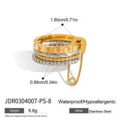 Multi-layer Stacked Wear Ring Titanium Steel paper clip theme stainless steel rings