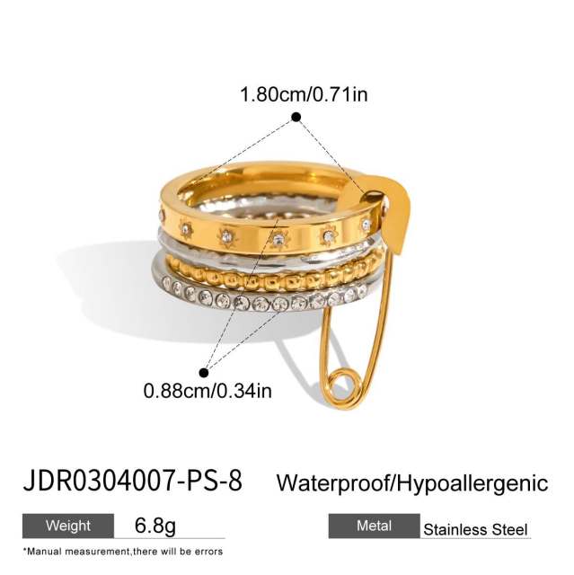 Multi-layer Stacked Wear Ring Titanium Steel paper clip theme stainless steel rings