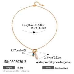 18KG baroque pearl birthstone pendant stainless steel necklace