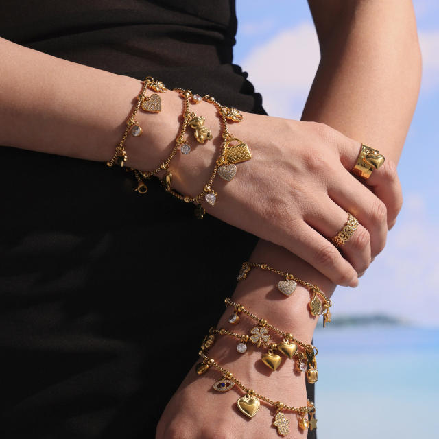 DIY multi-accessory love butterfly flower zircon bracelet stainless steel bracelet anklet