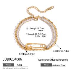 Personlaity two layer paper clip theme stainless steel bracelet