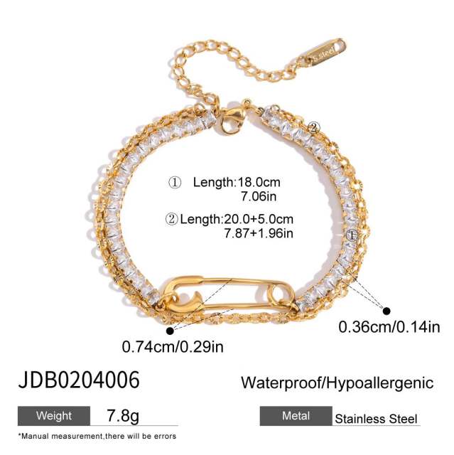 Personlaity two layer paper clip theme stainless steel bracelet