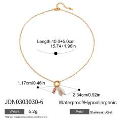 18KG baroque pearl birthstone pendant stainless steel necklace