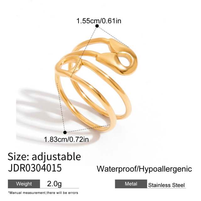Simple two tone color match paper clip theme stainless steel rings