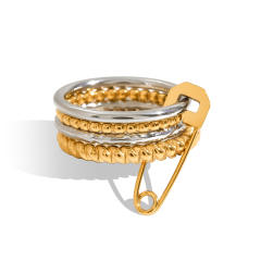 Multi-layer Stacked Wear Ring Titanium Steel paper clip theme stainless steel rings