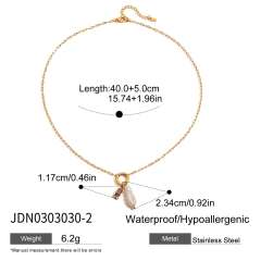18KG baroque pearl birthstone pendant stainless steel necklace