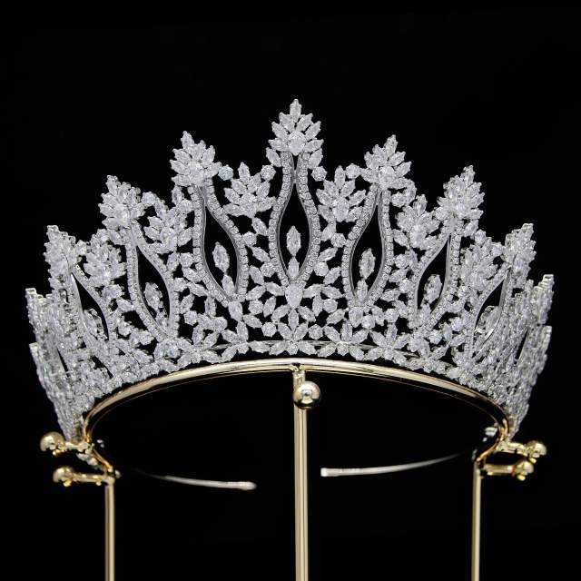 AAA cubic zircon bride crown metal plating Korean-style diamond crown wedding hair accessories